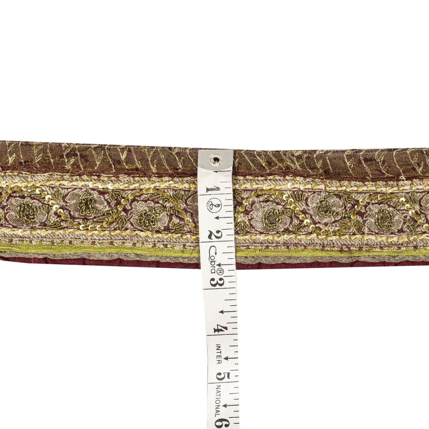 Sanskriti Vintage Brown Pure Silk 1 YD Sari Border Hand Embroidered Craft Lace