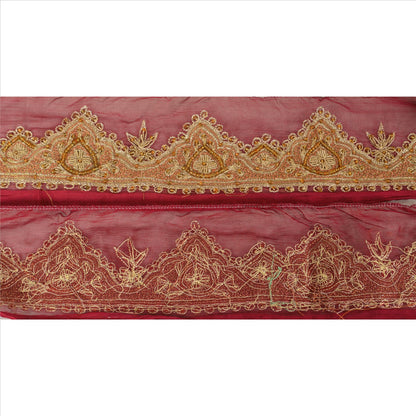 SANSKRITI VINTAGE Border Antique Hand Beaded 1ydIndian Sewing Red Zari Lace