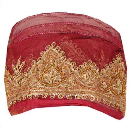 SANSKRITI VINTAGE Border Antique Hand Beaded 1ydIndian Sewing Red Zari Lace