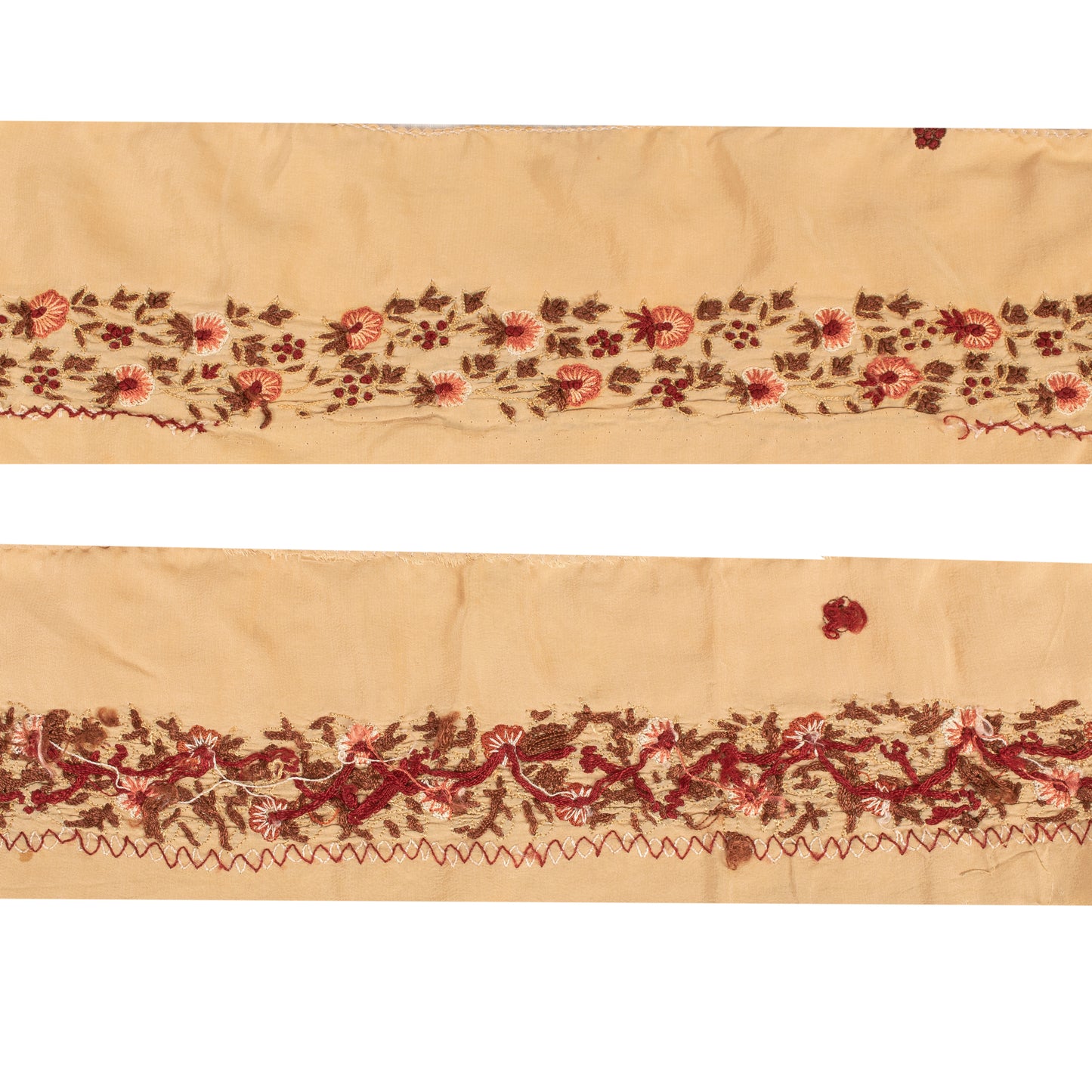 Sanskriti Vintage Craft Trims Lace Saree 1YD Border Beige Hand Embroidery Ribbon