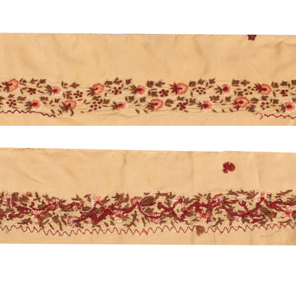 Sanskriti Vintage Craft Trims Lace Saree 1YD Border Beige Hand Embroidery Ribbon