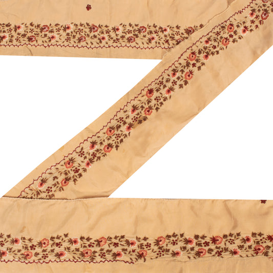 Sanskriti Vintage Craft Trims Lace Saree 1YD Border Beige Hand Embroidery Ribbon