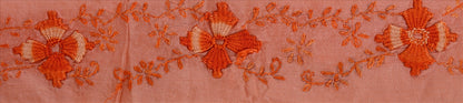 Sanskriti Vintage Sari Border Hand Embroidered Craft 1YD Sewing Peach Trims Lace