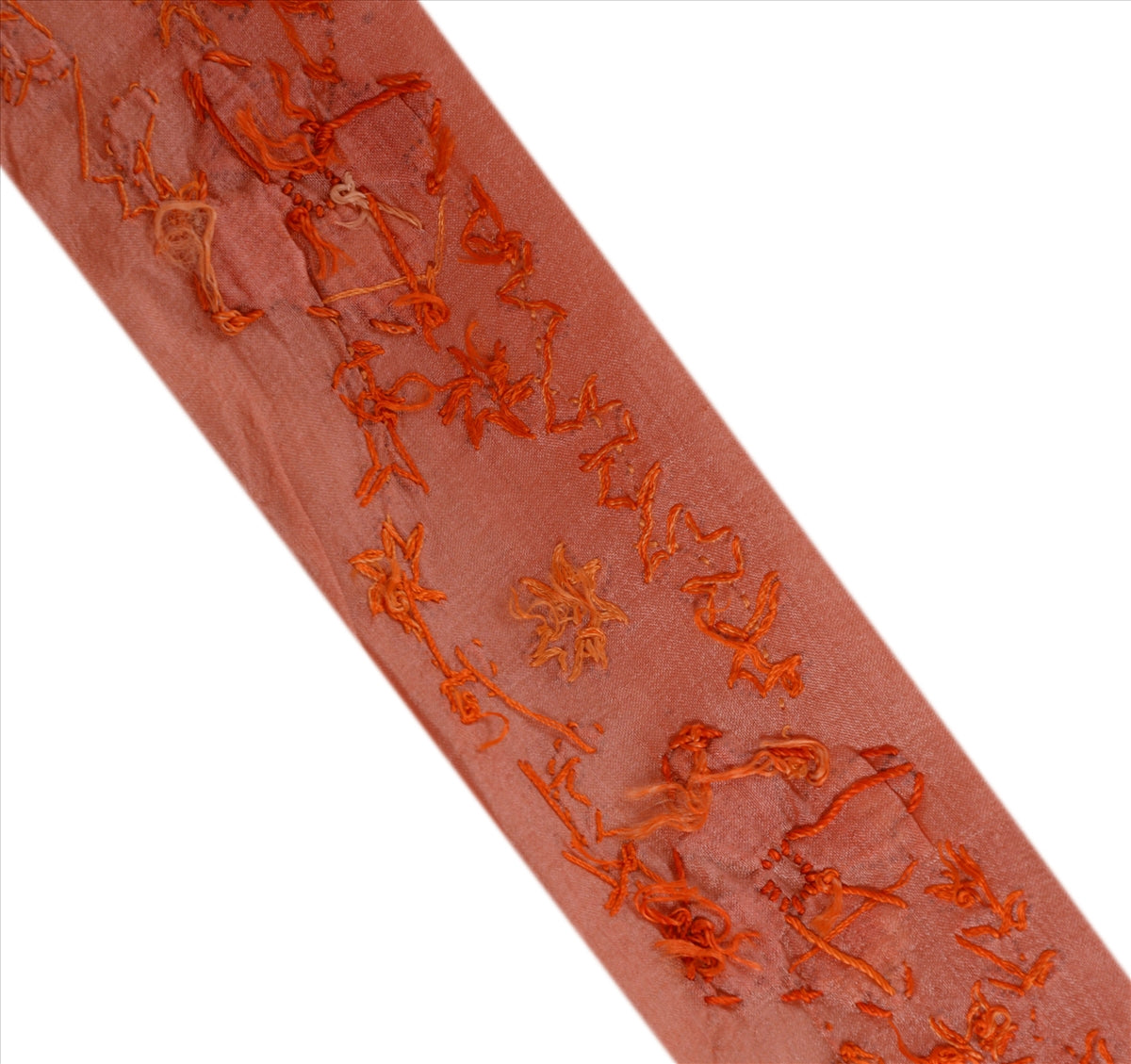 Sanskriti Vintage Sari Border Hand Embroidered Craft 1YD Sewing Peach Trims Lace