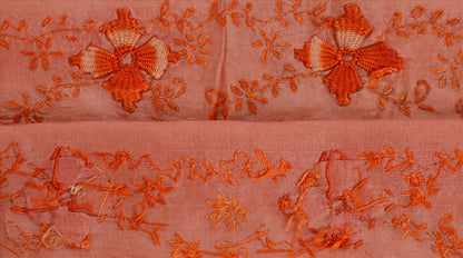 Sanskriti Vintage Sari Border Hand Embroidered Craft 1YD Sewing Peach Trims Lace