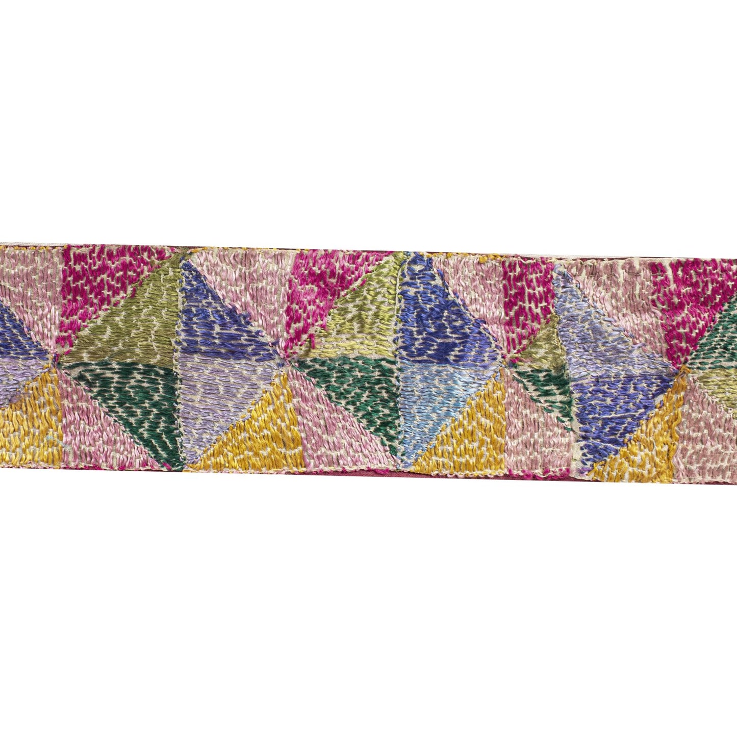 Sanskriti Vintage 1 Yard 3.2"W Sari Border Pure Silk Handmade Bagh Phulkari Lace
