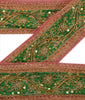 Sanskriti Vintage Sari Border 1 YD Craft Pink Trim Hand Beaded Sewing Wrap Lace