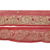 SANSKRITI VINTAGE SAREE BORDER HAND BEADED 1 YDTRIMS SEQUINS LACE 3'W MAROON