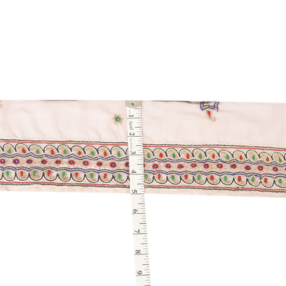 Sanskriti Vintage Sari Border Hand Embroidered Zari 1 YD Indian Trim Pink Lace