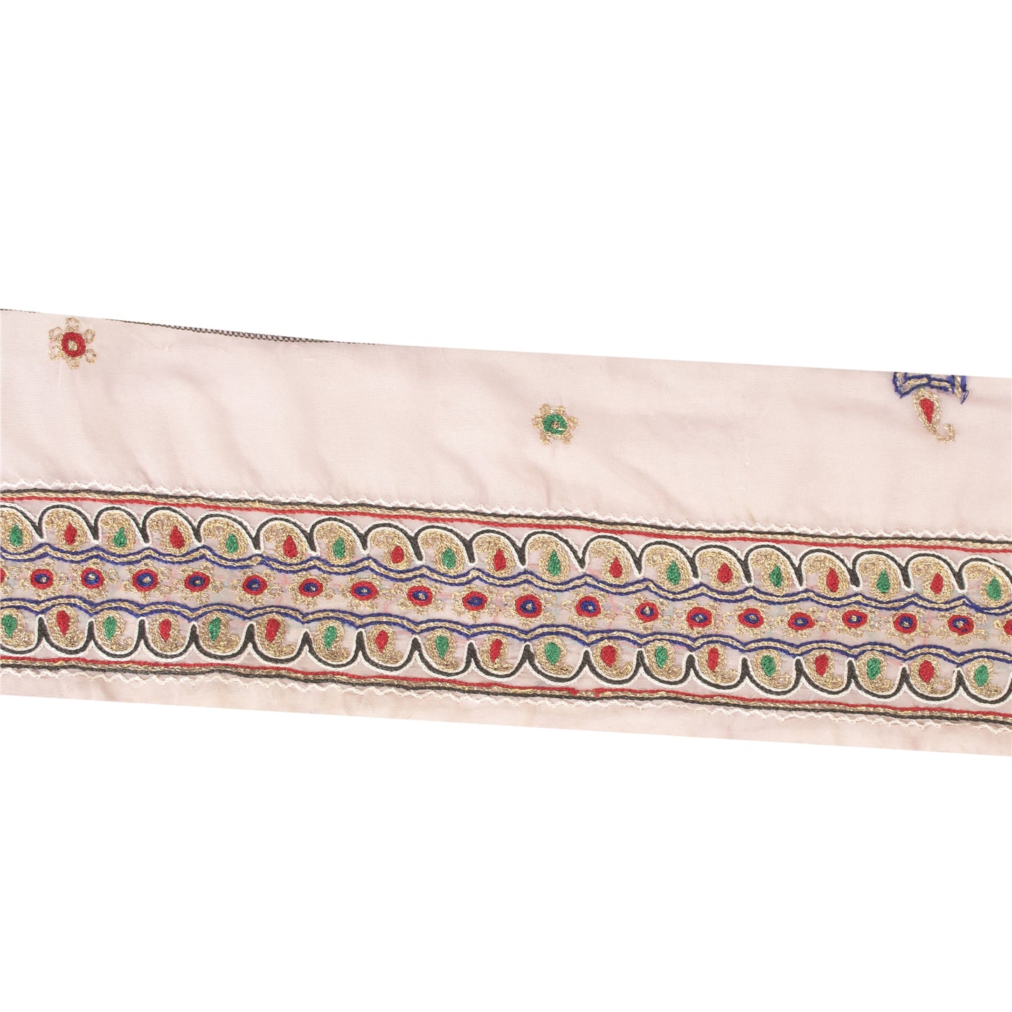 Sanskriti Vintage Sari Border Hand Embroidered Zari 1 YD Indian Trim Pink Lace