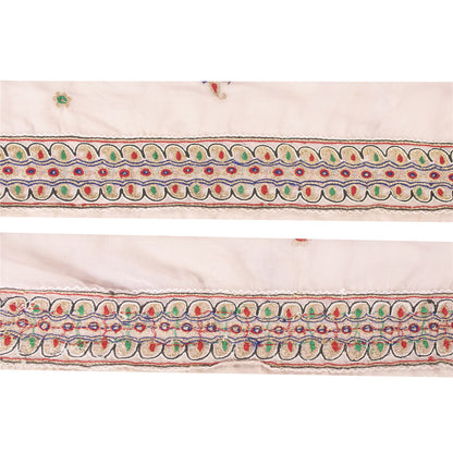 Sanskriti Vintage Sari Border Hand Embroidered Zari 1 YD Indian Trim Pink Lace