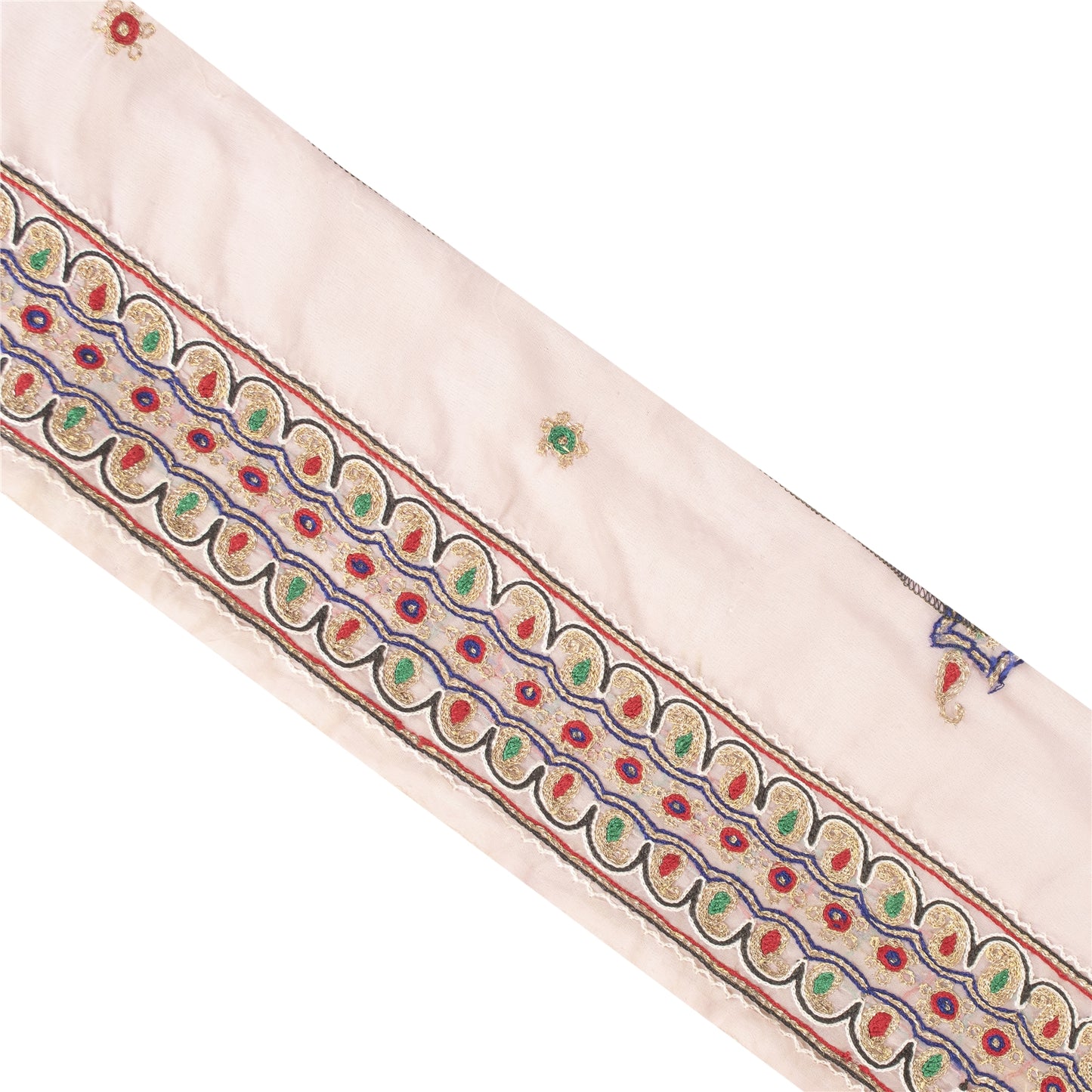 Sanskriti Vintage Sari Border Hand Embroidered Zari 1 YD Indian Trim Pink Lace