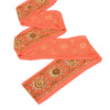 SANSKRITI VINTAGE SARI BORDER HAND BEADED CRAFT 1YD TRIMS FLORAL LACE 4'W PEACH