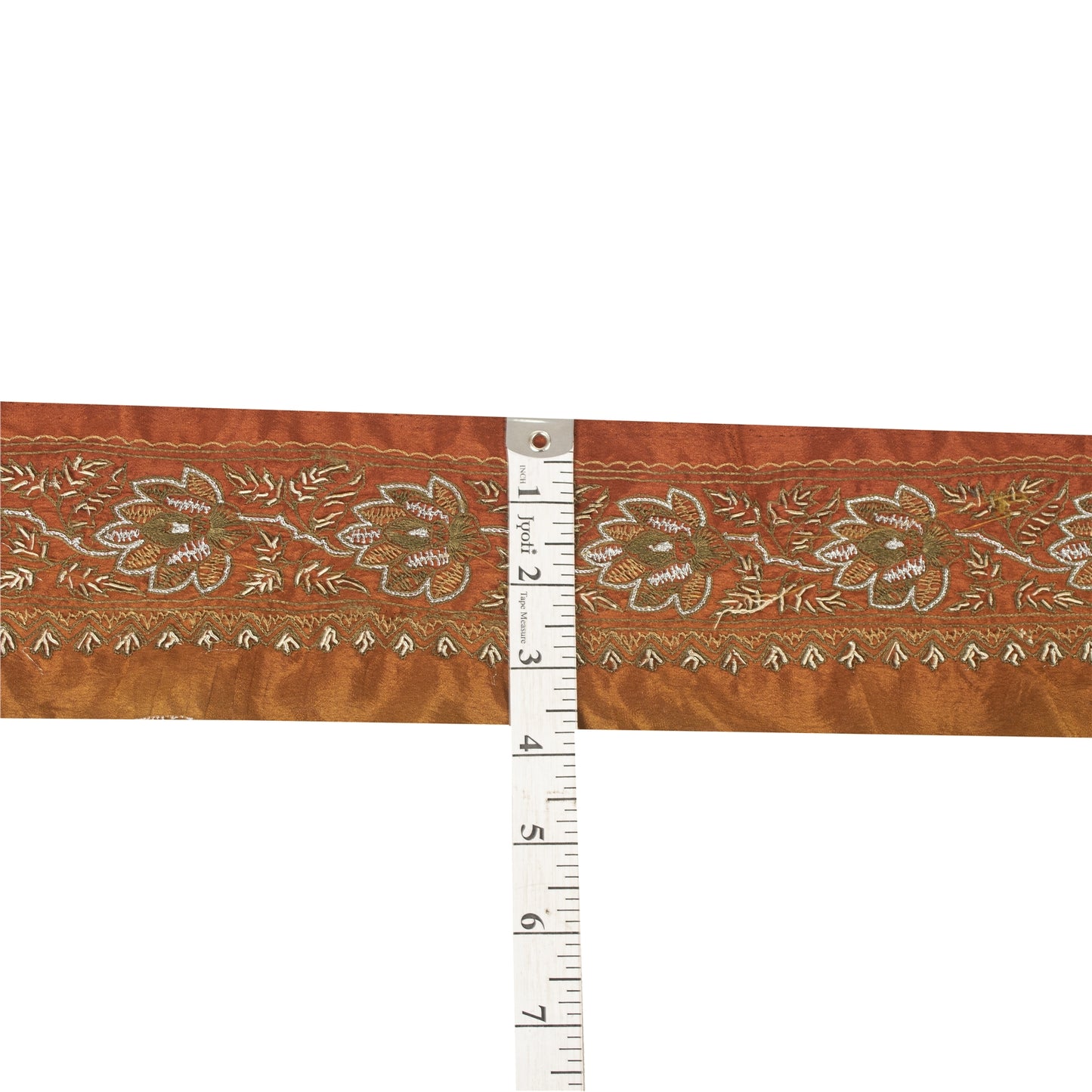 Sanskriti Vintage Sari Border Hand Embroidered Craft Trims Zari Lace 1 YD Orange