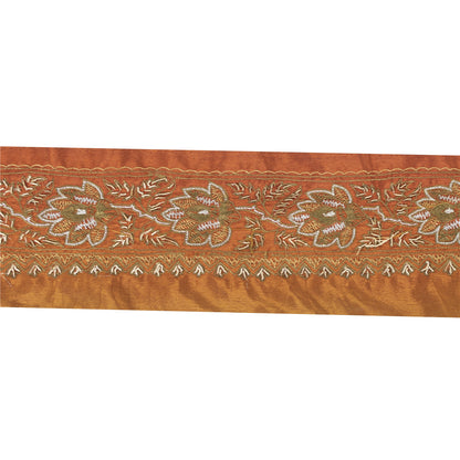 Sanskriti Vintage Sari Border Hand Embroidered Craft Trims Zari Lace 1 YD Orange