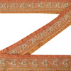 Sanskriti Vintage Sari Border Hand Embroidered Craft Trims Zari Lace 1 YD Orange