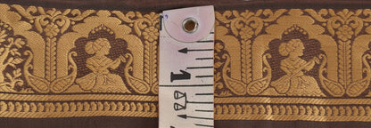 Sanskriti Vintage 1 Yard Trim Brown Sari Border Brocade Craft Sewing Lace