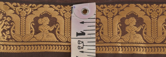 Sanskriti Vintage 1 Yard Trim Brown Sari Border Brocade Craft Sewing Lace