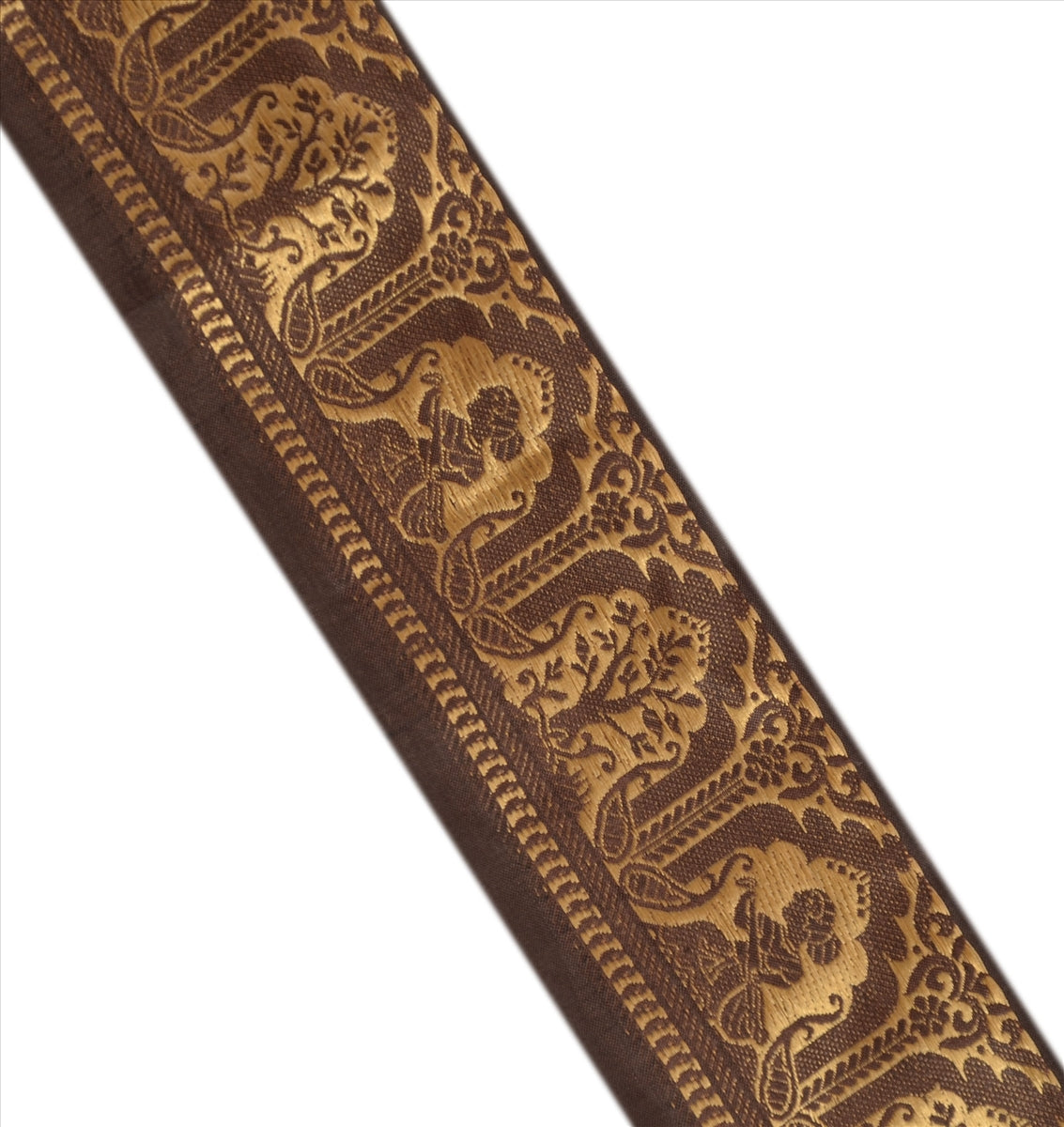 Sanskriti Vintage 1 Yard Trim Brown Sari Border Brocade Craft Sewing Lace