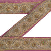 Sanskriti Vintage Sari Border Hand Beaded Craft 1 Yd Sewing Purple Trims Lace