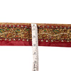 SANSKRITI VINTAGE SARI BORDER HAND BEADED 1 YD TRIMS SEQUINS LACE 2.5'W MAROON