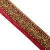 SANSKRITI VINTAGE SARI BORDER HAND BEADED 1 YD TRIMS SEQUINS LACE 2.5'W MAROON
