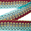 SANSKRITI VINTAGE SARI BORDER HAND BEADED CRAFT 1 YD TRIMS LACE 2'W GREEN MAROON