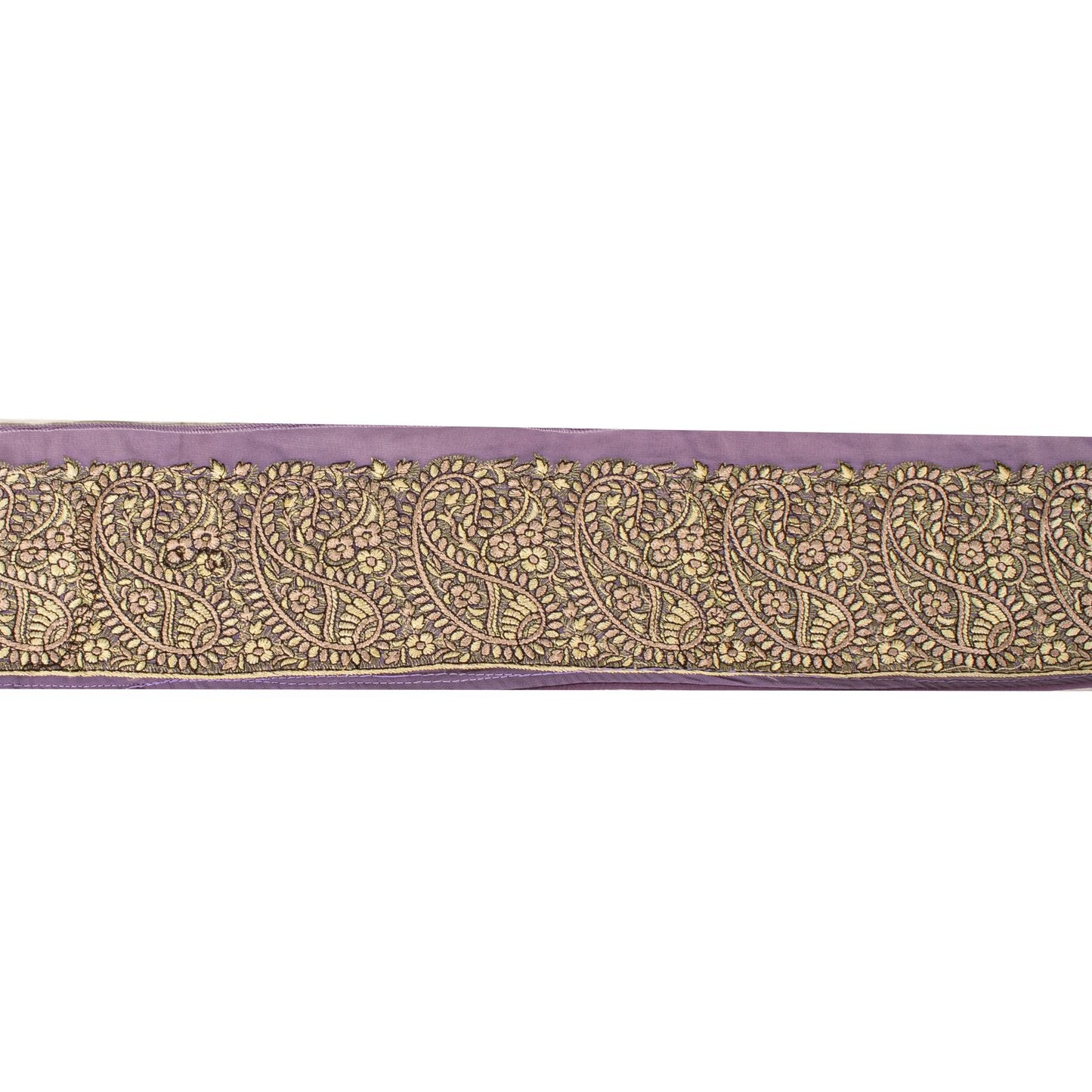 Sanskriti Vintage 1 Yd 4"W Sari Border Purple Georgette Embroidered Craft Lace