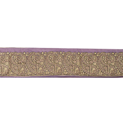 Sanskriti Vintage 1 Yd 4"W Sari Border Purple Georgette Embroidered Craft Lace