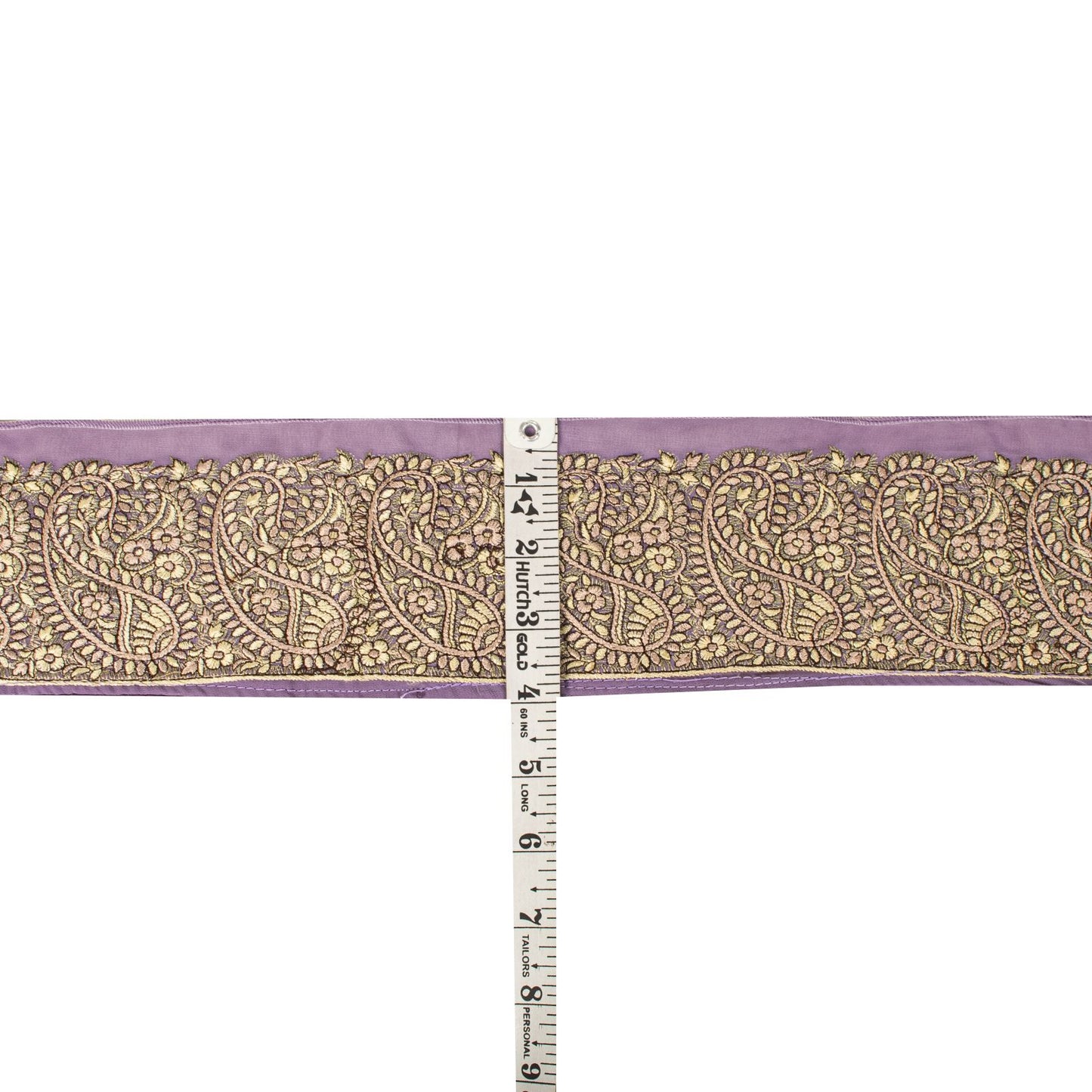 Sanskriti Vintage 1 Yd 4"W Sari Border Purple Georgette Embroidered Craft Lace