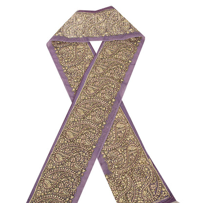 Sanskriti Vintage 1 Yd 4"W Sari Border Purple Georgette Embroidered Craft Lace
