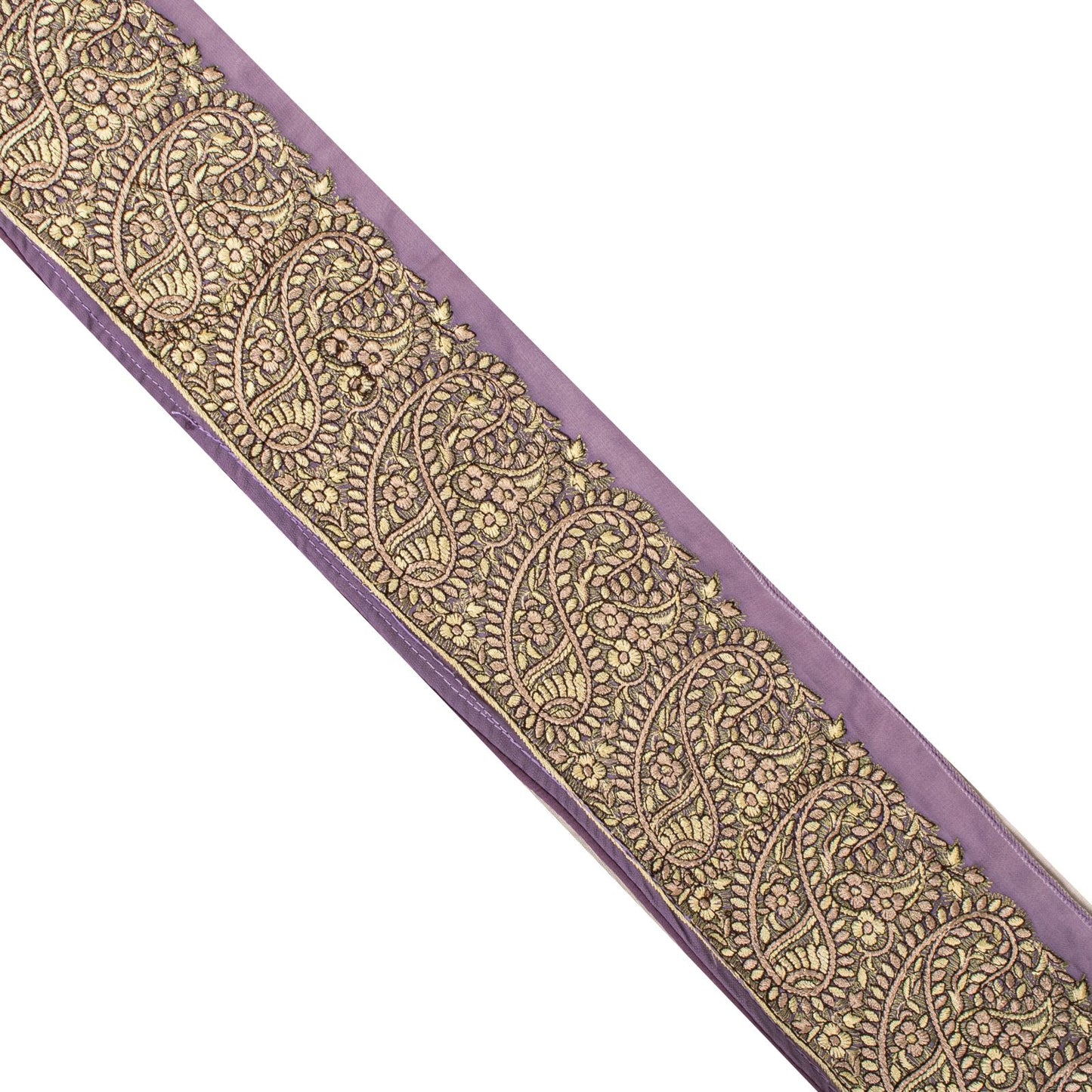 Sanskriti Vintage 1 Yd 4"W Sari Border Purple Georgette Embroidered Craft Lace