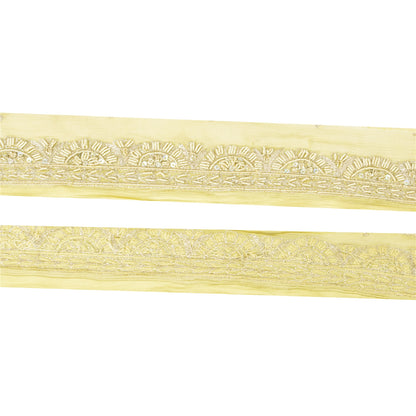 Sanskriti Vintage Sari Border Hand Beaded Zari Zardozi 1 YD Trim Green Lace 2.1W