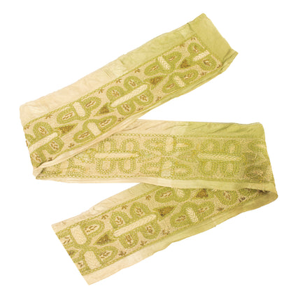 Sanskriti Vintage Craft Trims Lace Saree 1YD Border Green Hand Embroidered Dabka