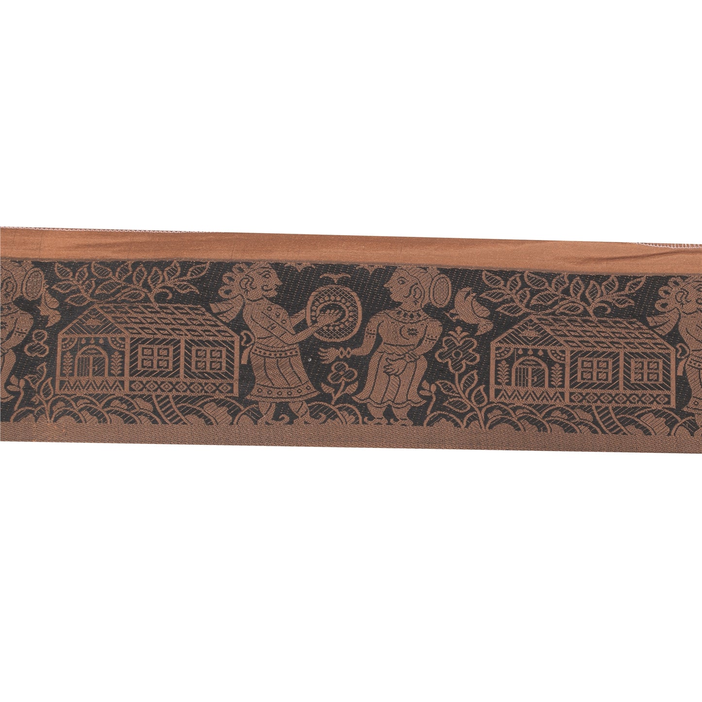 Sanskriti Vintage 1 Yd Saree Border Woven Baluchari Trim Sewing Brown Lace 3.6"W