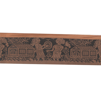 Sanskriti Vintage 1 Yd Saree Border Woven Baluchari Trim Sewing Brown Lace 3.6"W