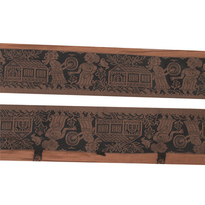 Sanskriti Vintage 1 Yd Saree Border Woven Baluchari Trim Sewing Brown Lace 3.6"W
