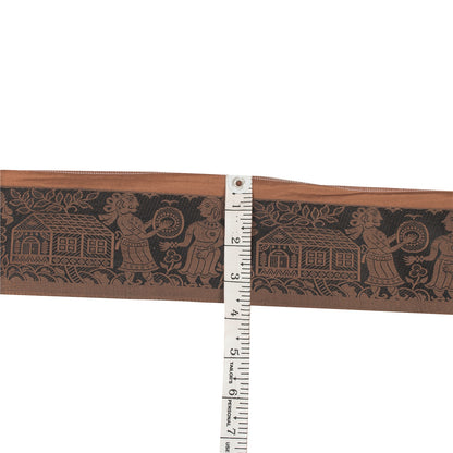 Sanskriti Vintage 1 Yd Saree Border Woven Baluchari Trim Sewing Brown Lace 3.6"W