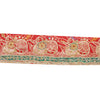 Sanskriti Vintage Craft Trims Lace Sari 1YD Border Red Bandhani Hand Bead Dabka