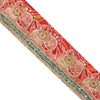 Sanskriti Vintage Craft Trims Lace Sari 1YD Border Red Bandhani Hand Bead Dabka