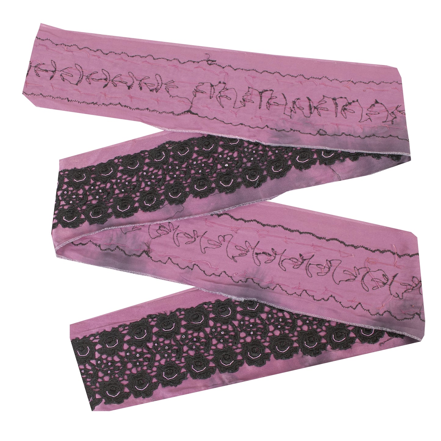 Sanskriti Vintage Sari Border Hand Bead Cut Work Zari 1YD Craft Trim Purple Lace