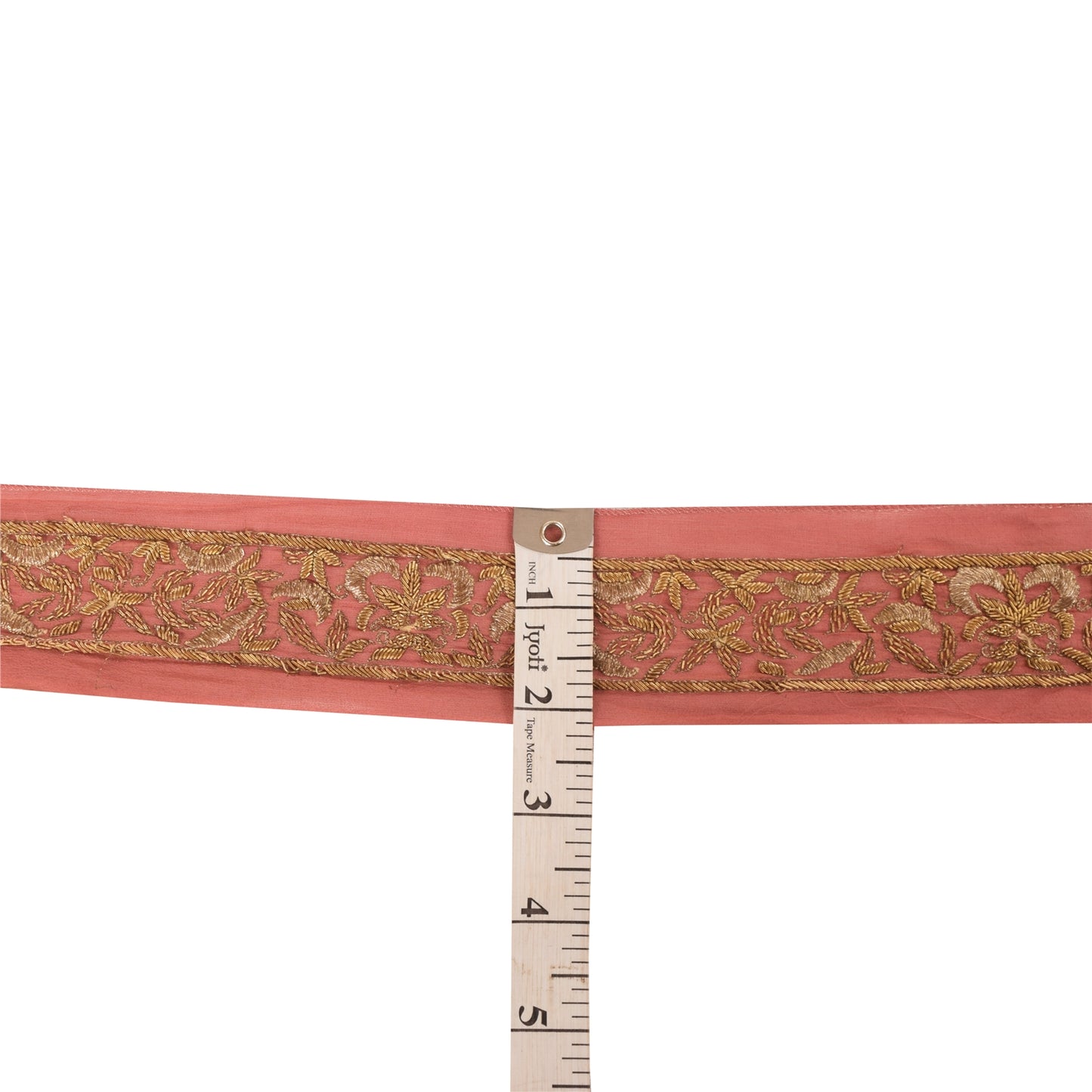 SANSKRITI VINTAGE SARI BORDER HAND BEADED CRAFT 1YD TRIMS SEQUINS LACE 1 YD PINK
