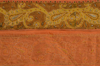 Sanskriti Vintage Sari Border Hand Beaded Woven Craft Trims Lace 1YD Pure Silk