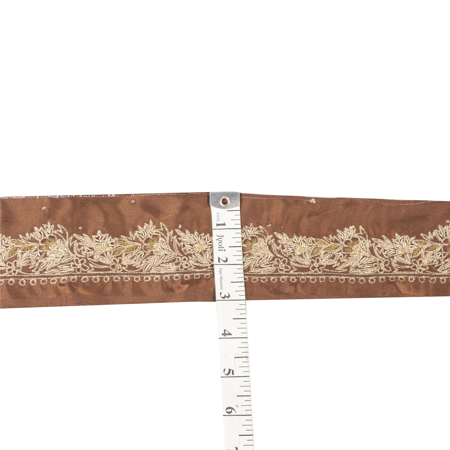 Sanskriti Vintage Sari Border Hand Embroidered Craft 1YD Trims Ribbon Brown 3 W