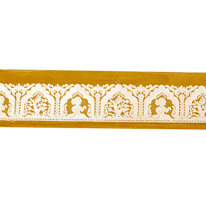 Sanskriti Vintage 1 YD 3.1"W Sari Border Saffron Pure Silk Woven Trim Craft Lace