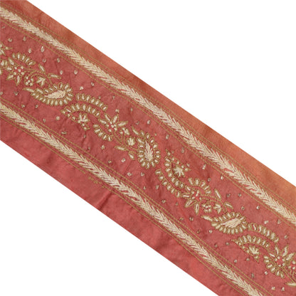 Sanskriti Vintage Sari-kant Håndbroderet 1 Yard Kantbånd Blonde 2,2W Ren Silke