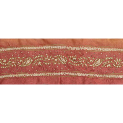 Sanskriti Vintage Sari-kant Håndbroderet 1 Yard Kantbånd Blonde 2,2W Ren Silke