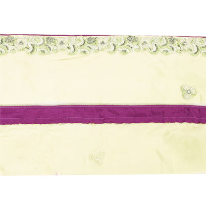 Sanskriti Vintage Sari Sari Border Hand Beaded 1 YD Craft Trim Green Indian Lace