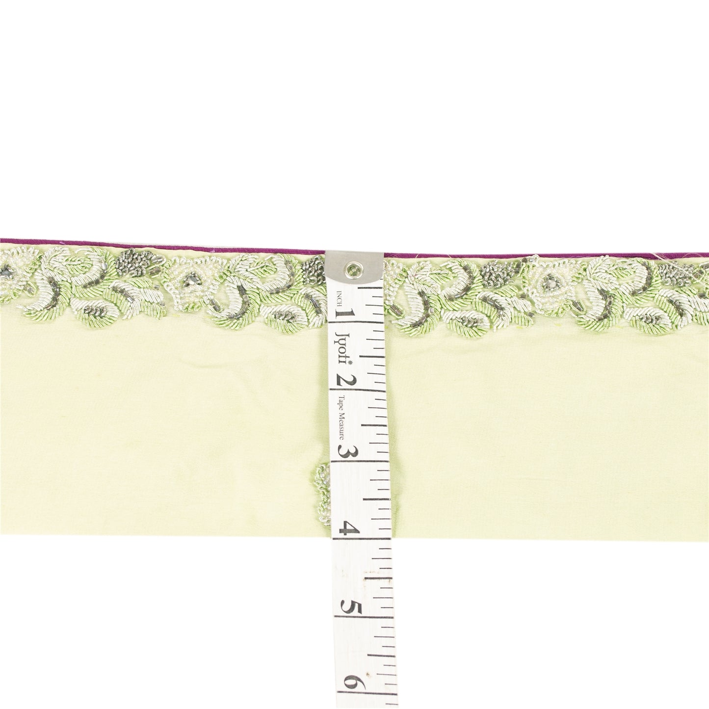 Sanskriti Vintage Sari Sari Border Hand Beaded 1 YD Craft Trim Green Indian Lace