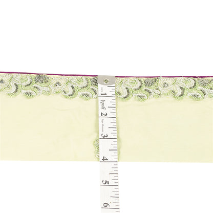 Sanskriti Vintage Sari Sari Border Hand Beaded 1 YD Craft Trim Green Indian Lace